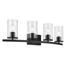  45498BKCLR - Crosby 31.25" 4-Light Vanity Light with Clear Glass in Black