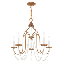  40795-48 - 5 Lt Antique Gold Leaf Chandelier