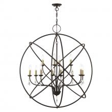  40909-07 - 12 Light Bronze with Antique Brass Finish Candles Grande Foyer Chandelier