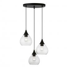  46503-04 - 3 Light Black with Brushed Nickel Accents Multi Pendant