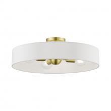  46928-12 - 4 Light Satin Brass with Shiny White Accents Large Semi-Flush