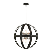  49646-14 - 6 Lt Textured Black Pendant Chandelier