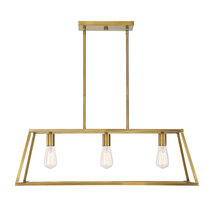  1-326-3-322 - Denton 3-Light Linear Chandelier in Warm Brass