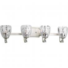  P300119-134 - Anjoux Collection Four-Light Silver Ridge Clear Water Glass Luxe Bath Vanity Light