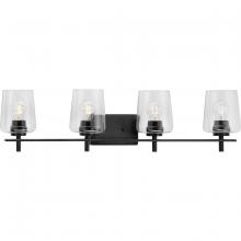  P300363-31M - Calais Collection Four-Light New Traditional Matte Black Clear Glass Bath Vanity Light