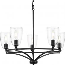  P400296-31M - Parkhurst Collection Five-Light New Traditional Matte Black Clear Glass Chandelier Light