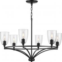  P400297-31M - Parkhurst Collection Six-Light New Traditional Matte Black Clear Glass Chandelier Light