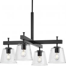  P400299-31M - Saffert Collection Four-Light New Traditional Matte Black Clear Glass Chandelier Light