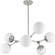  P400308-009 - Haas Collection Six-Light Brushed Nickel Mid-Century Modern Chandelier