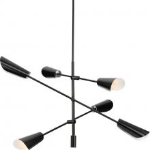  P400380-31M - Cornett Collection Six-Light Matte Black Contemporary Chandelier