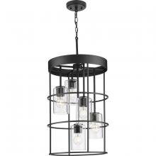  P500402-31M - Burgess Collection Five-Light Matte Black Modern Farmhouse Hall & Foyer Light