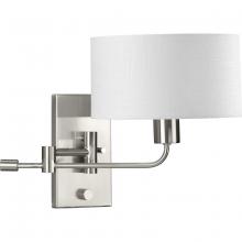  P710104-009 - Carrick Collection One-Light Brushed Nickel Summer Linen Shade Transitional Wall Light