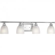  P2118-15 - Lucky Collection Four-Light Polished Chrome White Prismatic Glass Coastal Bath Vanity Light