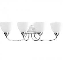  P2928-15 - Heart Collection Four-Light Polished Chrome Etched Glass Farmhouse Bath Vanity Light