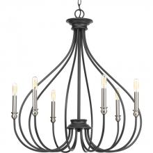  P400030-143 - Whisp Collection Six-Light Graphite Farmhouse Chandelier Light