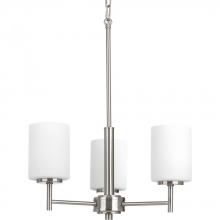  P4318-09 - Replay Collection Three-Light Brushed Nickel Etched Glass Modern Chandelier Light