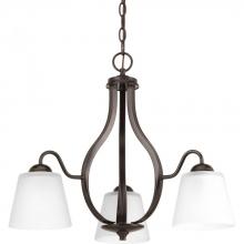  P4745-20 - Arden Collection Three-Light Antique Bronze Etched Glass Farmhouse Chandelier Light