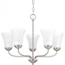  P4770-09 - Classic Collection Five-Light Brushed Nickel Etched Glass Traditional Chandelier Light