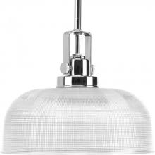  P5026-15 - Archie Collection One-Light Polished Chrome Clear Prismatic Glass Coastal Pendant Light