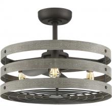  P250012-143-22 - Gulliver 23" 3-Blade Gray Weathered Faux Wood Finish Ceiling Fan with LED Bulbs