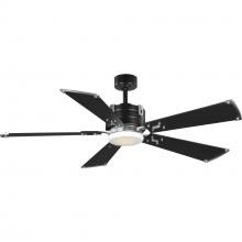  P250021-031-30 - Glenfalls Collection 5-Blade Reversible Matte Black 56-Inch AC Motor LED Transitional Ceiling Fan