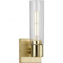  P300299-012 - Clarion Collection One-Light Satin Brass and Clear Glass Modern Style Bath Vanity Wall Light