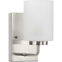  P300327-009 - Merry Collection One-Light Brushed Nickel and Etched Glass Transitional Style Bath Vanity Wall Light