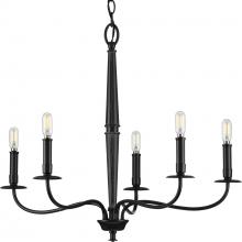  P400199-031 - Durrell Collection Five-Light Matte Black Coastal Chandelier Light