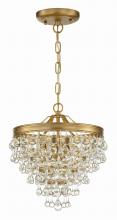  130-VG - Calypso 3 Light Crystal Teardrop Vibrant Gold Mini Chandelier