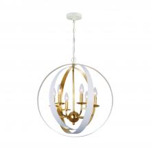 Crystorama 585-MT-GA - Luna 6 Light Matte White + Antique Gold Sphere Large Chandelier