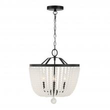  604-MK-FR - Rylee 4 Light Matte Black Frosted Beads Mini Chandelier