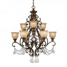  7509-BU-CL-I - Norwalk 9 Light Clear Italian Crystal Bronze Umber Chandelier