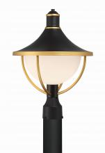  ATL-709-MK-TG - Atlas 1 Light Matte Black + Textured Gold Outdoor Post