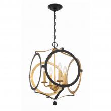  ODE-704-BK-GA - Odelle 4 Light Black + Antique Gold Chandelier