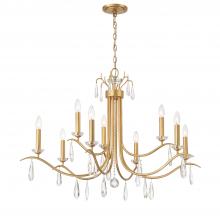  ROL-18819-GA - Rollins 9 Light Antique Gold Chandelier