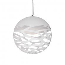  PD2514-WH - Single LED Pendant with Organic Shaped Laser Cut Metal Sphere Shades