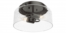 Hunter 19015 - Hunter Hartland Noble Bronze with Seeded Glass 2 Light Flush Mount Ceiling Light Fixture