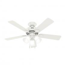  52777 - Hunter 44 inch Swanson ENERGY STAR® Fresh White Ceiling Fan with LED Light Kit and Pull Chain