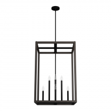  19678 - Hunter Squire Manor Matte Black and Dark Ash 8 Light Pendant Ceiling Light Fixture