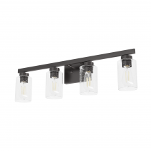  13082 - Hunter Hartland Noble Bronze with Seeded Glass 4 Light Bathroom Vanity Wall Light Fixture