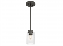  19013 - Hunter Hartland Noble Bronze with Seeded Glass 1 Light Pendant Ceiling Light Fixture