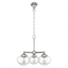  19356 - Hunter Saddle Creek Brushed Nickel with Seeded Glass 3 Light Chandelier Ceiling Light Fixture