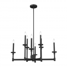  19054 - Hunter Briargrove Matte Black 8 Light Chandelier Ceiling Light Fixture