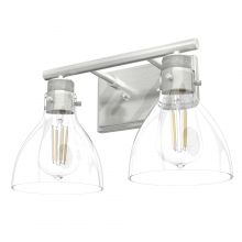  48033 - Hunter Van Nuys Brushed Nickel with Clear Glass 2 Light Bathroom Vanity Wall Light Fixture