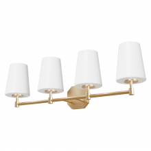  19884 - Hunter Nolita Alturas Gold with Cased White Glass 4 Light Bathroom Vanity Wall Light Fixture