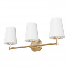  19882 - Hunter Nolita Alturas Gold with Cased White Glass 3 Light Bathroom Vanity Wall Light Fixture