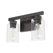  13076 - Hunter Hartland Noble Bronze with Seeded Glass 2 Light Bathroom Vanity Wall Light Fixture