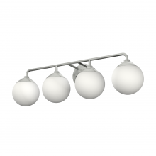  19180 - Hunter Hepburn Brushed Nickel with Cased White Glass 4 Light Bathroom Vanity Wall Light Fixture