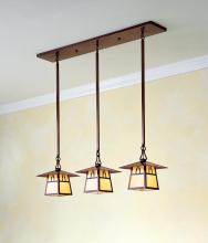  CICH-8/3BF-BZ - 8" carmel 3 light in-line chandelier with bungalow overlay