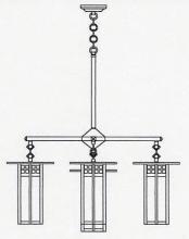  GCH-9L/4-1GW-AB - 9" glasgow long body 4 light chandelier, center light